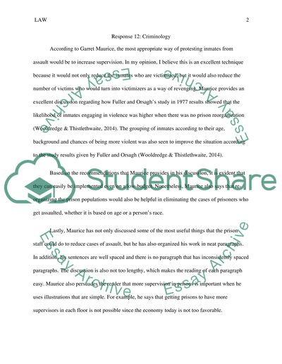 Seminar in Criminology- classmate response 12