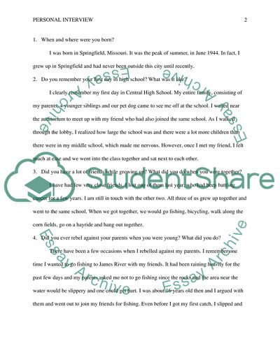 Interview with an Elderly American about the Impressions of His Childhood and Choice of Profession