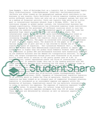 Critically Analyse the Evolving Role of Ports as Logistics Hubs in International Supply Chains