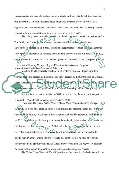 Higher Education Administration Program at Peabody College of Vanderbilt University