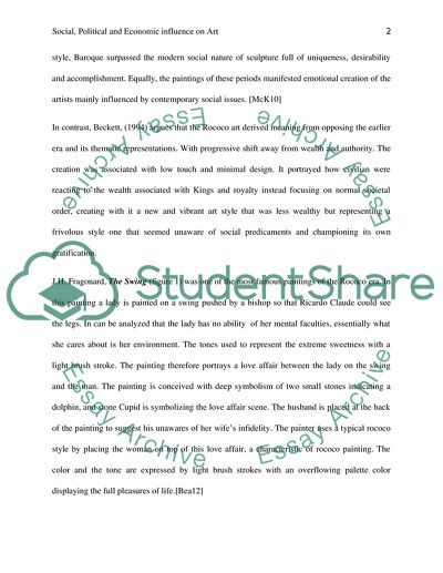 Social, Political and Economic influence on Art