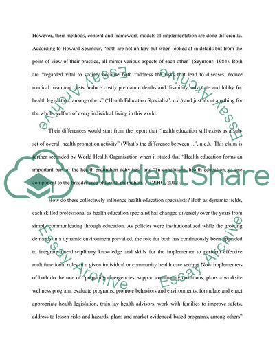 Health Promotion and Health Education