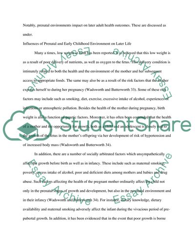 Influences of Prenatal Environments on Later Adult Health Outcomes