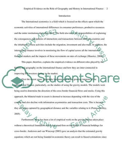 Empirical Evidence on the Role of Geography and History in International Finance