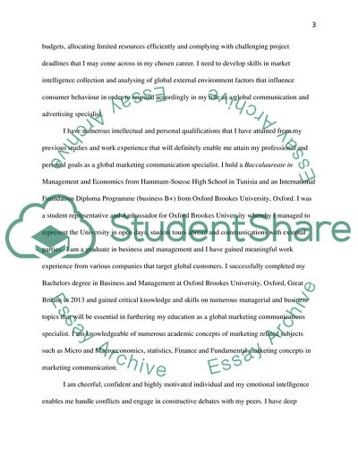 My Personal and Professional Goals in Global Marketing Communication