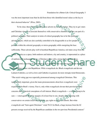 Foundation for a Better Life: Critical Geography