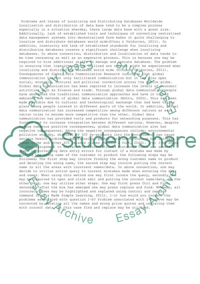 Problems and Issues of Localising and Distributing Databases Worldwide