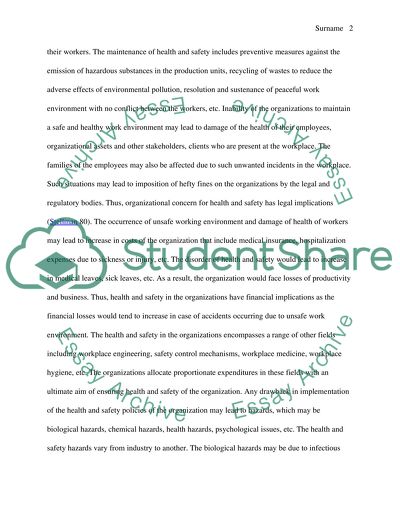 Health and Safety in the Organisation