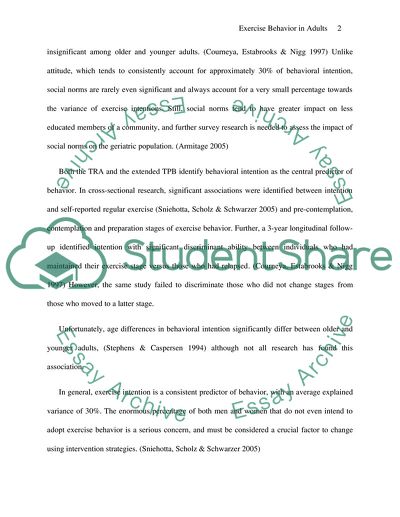 Exercise Behavior in Adults