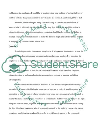 Ethic management Discussion Question