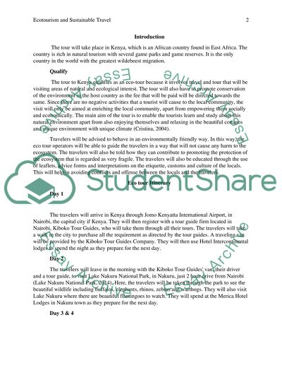 Ecotourism and Sustainable Travel Final Project: Country