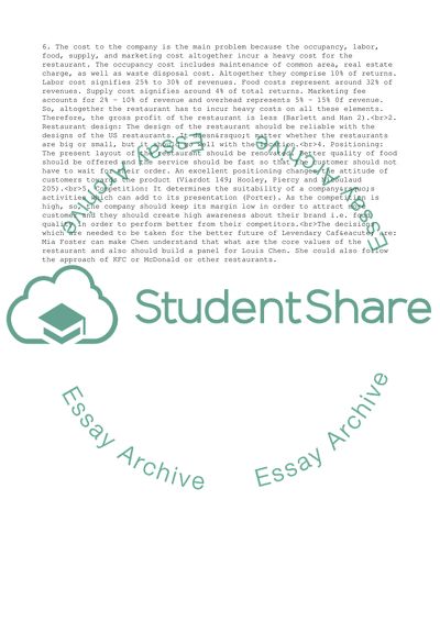 Levendary Cafe Assignment Recommendations and Advice Memo