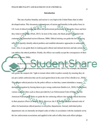 Ethics and Law Enforcement: Police Brutality and Racism in the US is Unethical