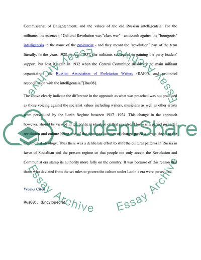 Lenins Cultural Policy and the Persecution of the Arts