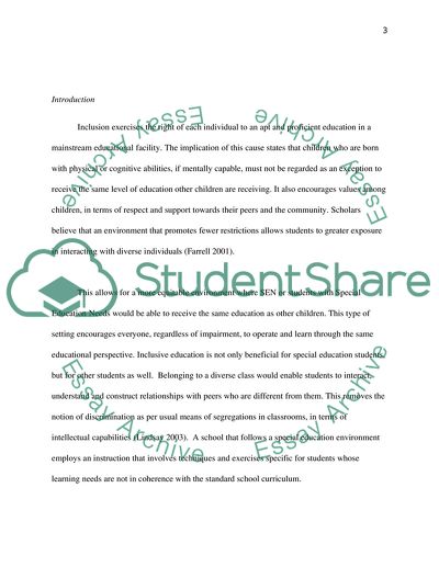 How Might Inclusive Special Education be Developed in a United Kingdom School