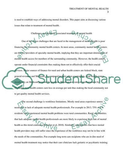 Challenges and Problems Associated Treatment of Mental Health