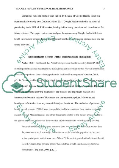 Google Health and the Future of Personal Health Records