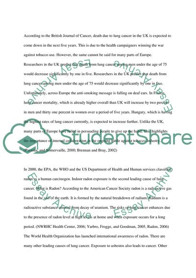 A Major Non-communicable Global Health Issue: Lung Cancer