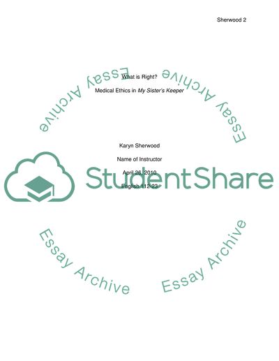 Medical Ethics in My Sisters Keeper