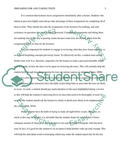 Study Skills Preparing for and Taking Tests