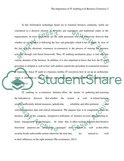 The Importance of IT Auditing to E-Business Commerce