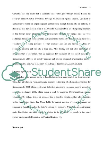 Energy politics and Security in Kazakhstan