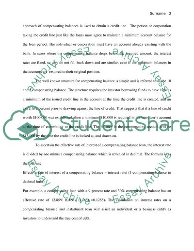 Credit Rationing and Compensating Balance