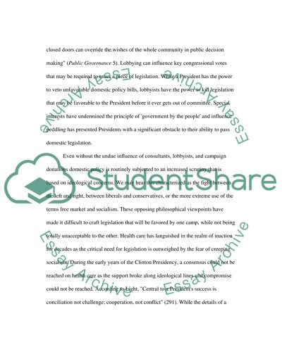 Presidential Domestic Policy