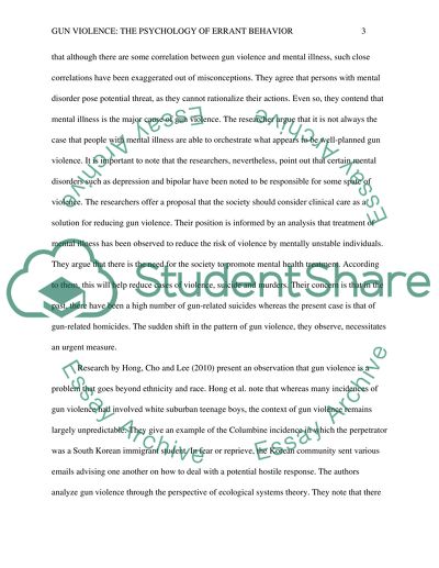 Gun Violence: Psychology of Errant Behavior