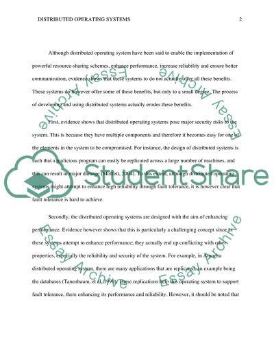 Advantages of Distributed Operating Systems Assignment