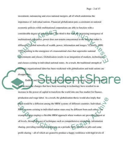 HRM Systems in the Developed and Developing Countries