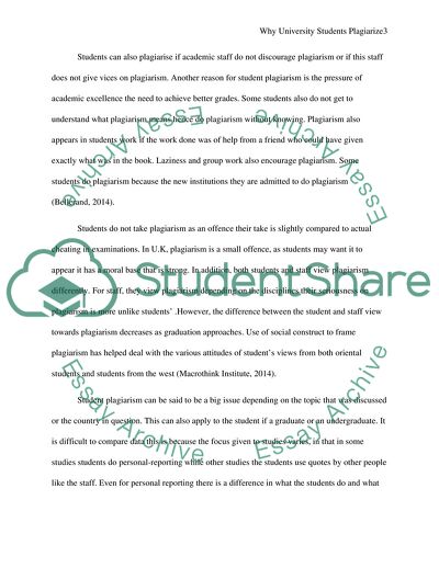 Why University Students Plagiarize