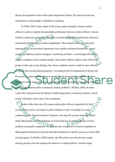 Beneifts of Early Intervention Systems for Police Officers