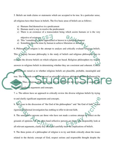 Major Answers to Philosophy of Religion Questions