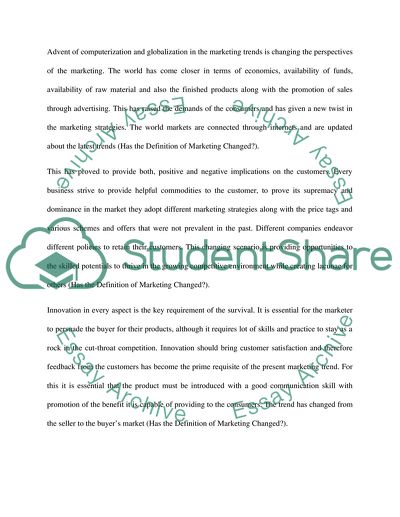 Has the Definition of Marketing Changed