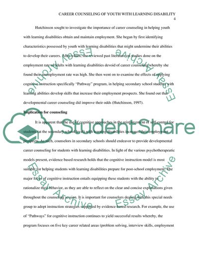 Career Counseling of Youth With Learning Disabilities