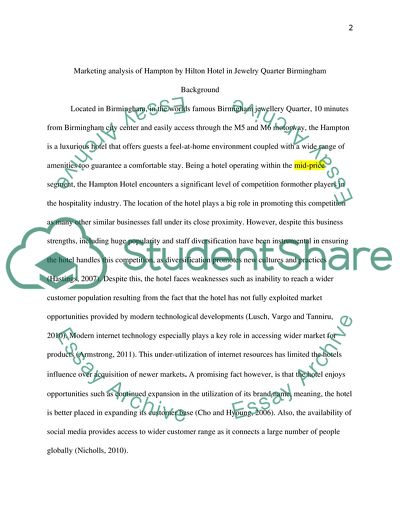 Marketing Analysis of Hampton by Hilton Hotel in Birmingham