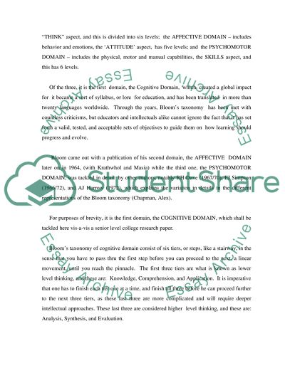 Taxonomy of Bloom at the Senior-Level College