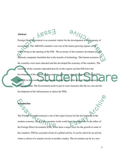 Dissertaion on: Impact of Foreign Direct Investment