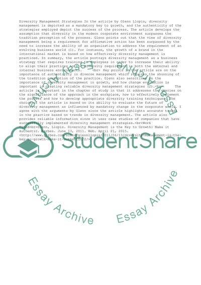 Managing Diversity Strategies