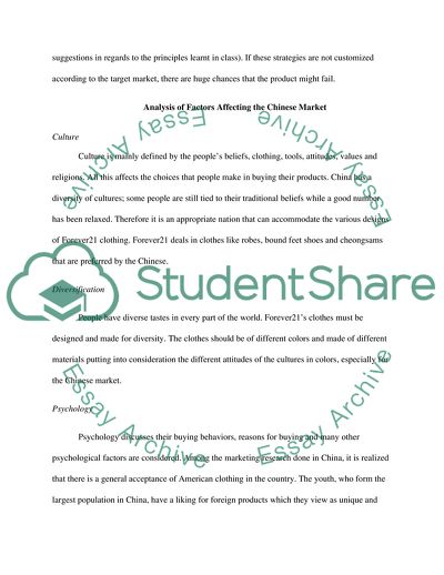 Applying the Marketing Concepts to Forever21 in the Chinese Market