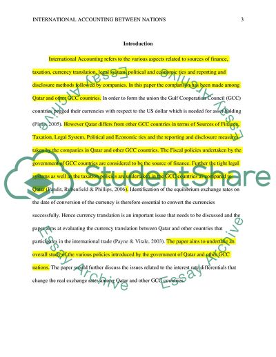 International Accounting between Nations