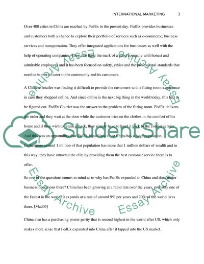 International Marketing - FedEx Corporation