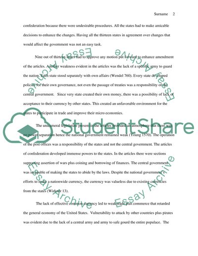 The Articles of Confederation and the New Constitution