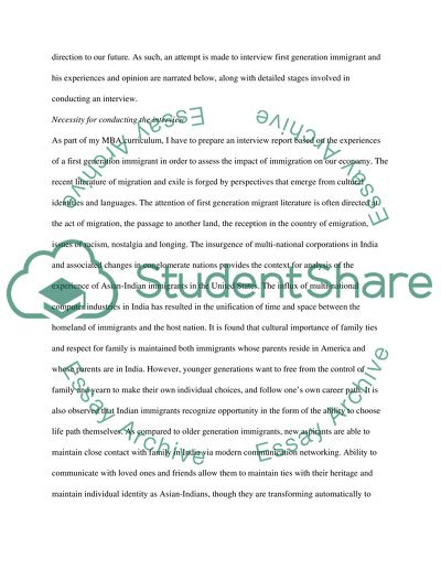 Interview with a First Generation Immigrant to the US