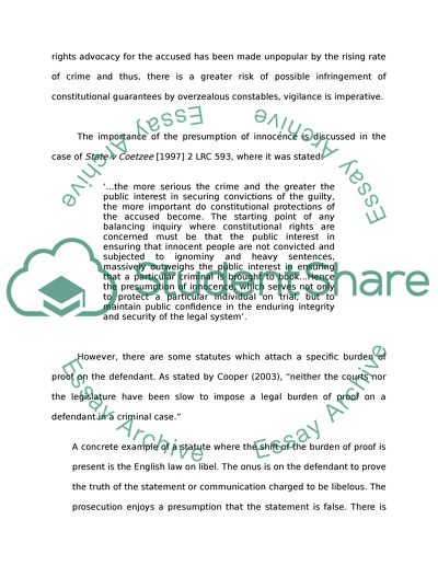 Reversing the Burden of Proof