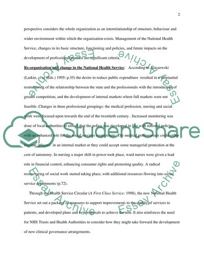 Emerging Health Policy&Development of Professional Practice