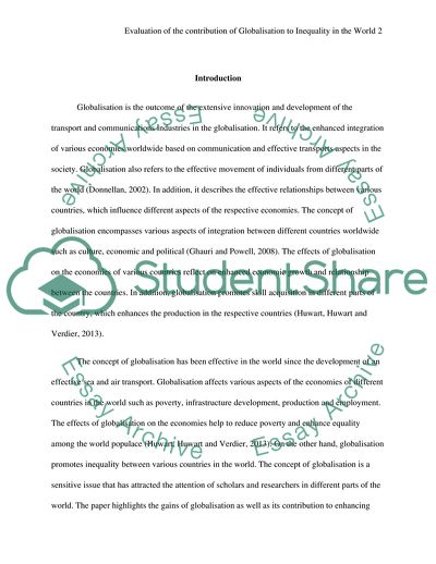 The Theoretical Gains from Globalisation and Inequality between Countries