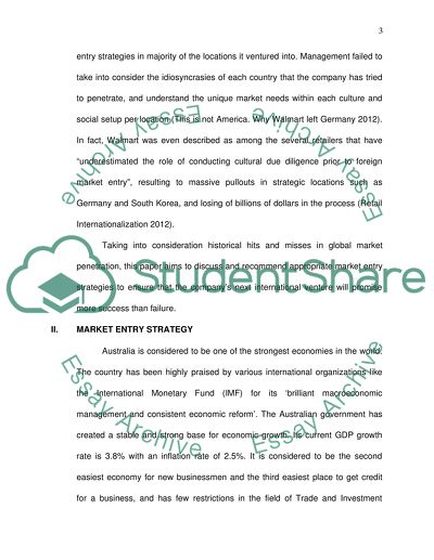 Market entry plan for Walmart