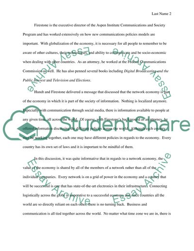 Reed Hundt and Charles Firestone in the Campus of Network Economy